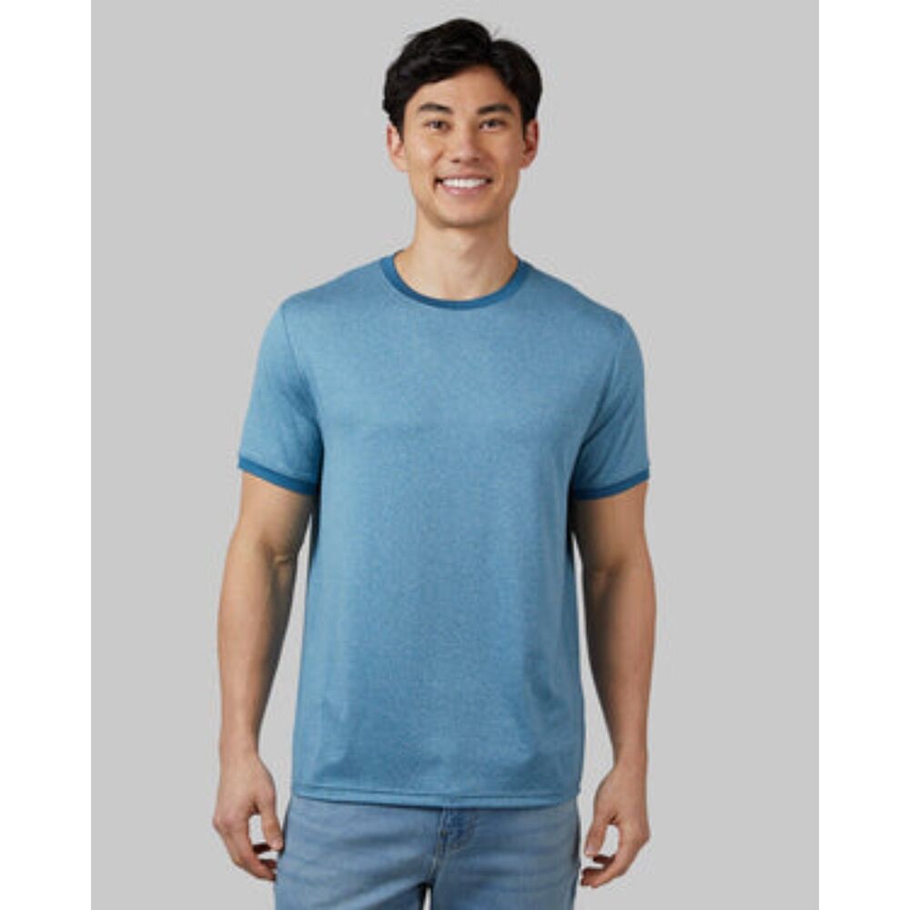 Mens cool ringer t shirt  blue steel heather MED